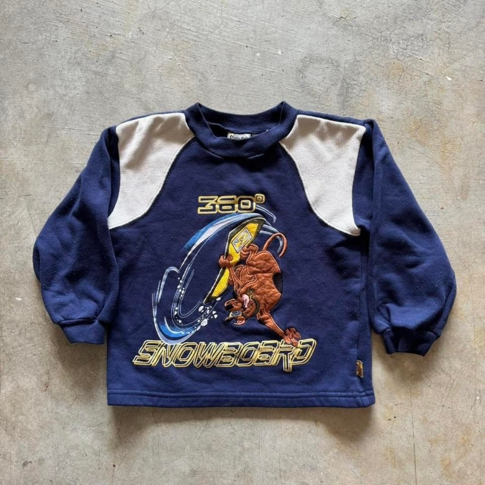 Vintage 90s Scooby Doo snowboard navy sweatshirt - Size 6